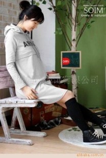 供应孕妇裙 连帽卫衣 带绒加厚款
